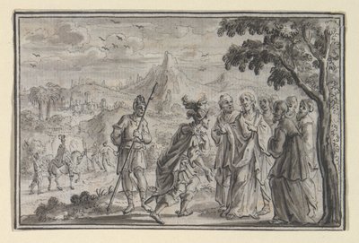 Centurio die Christus Smeekt (?) (Lucas 7, Mt 8), een van vier scènes uit het Leven van Christus door Unknown