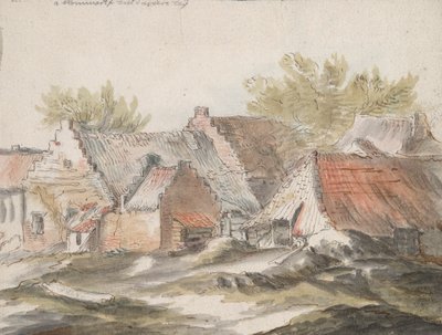 Huisjes (recto); Rieten werktuigen (verso) door Unknown