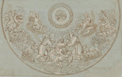 Ontwerp voor een apsis met franciscaanse monniken en groepen engelen door Unknown