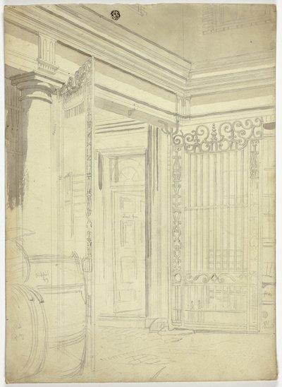 Ingang met open poort door Unknown