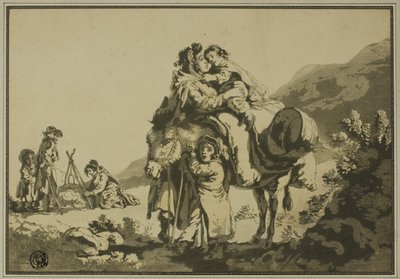 Familie van reizigers rusten door Unknown