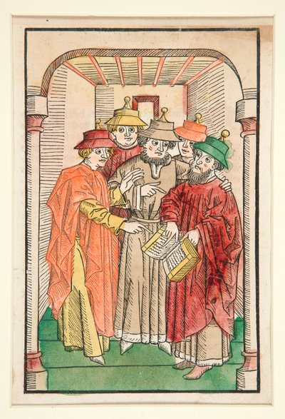 Vijf Joodse Geleerden, illustratie uit Der Seelen-Wurzgarten door Unknown