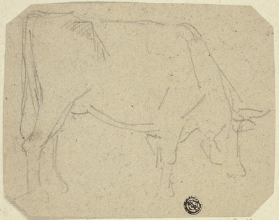 Grazende Koe (Naar Rechts Gekeerd) (recto); Achterwerk van een Paard (verso) door Unknown