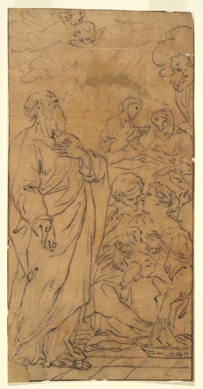 Heilige Familie en Heilige (Geboorte van de Maagd), in Rome, S.Giovanni in Fonte door Unknown