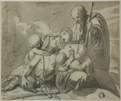 Heilige Familie met Strijdende Heilige door Unknown