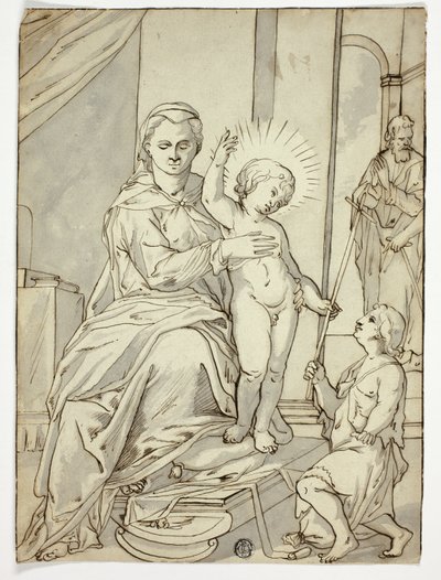 Heilige Familie met de jonge Sint Jan de Doper door Unknown