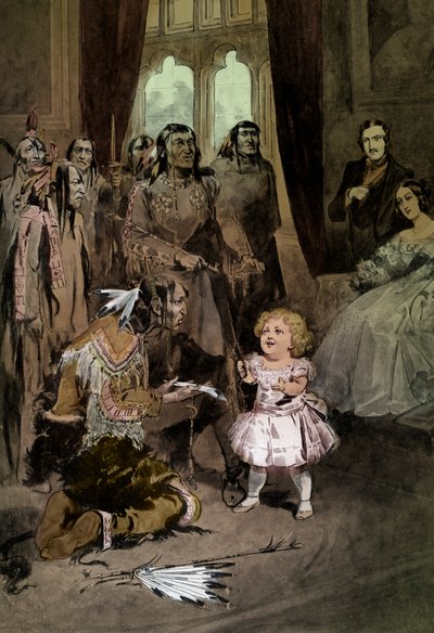 Infant Edward VII speelt met Ojibwe-hoofden door Unknown