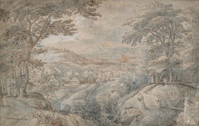 Landschap met uitzicht in de verte in de vallei door Unknown