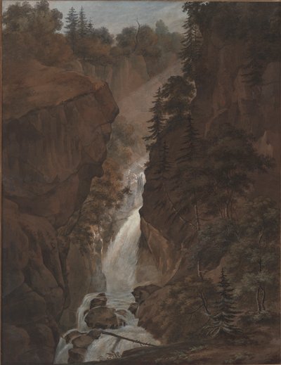 Landschap met Waterval door Unknown