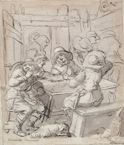 Vrolijk Kerstfeest (recto); Vrouw en Soldaat Zittend aan Tafel (verso) door Unknown