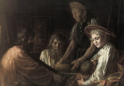 Boeren aan het dineren door Mikhail Shibanov, 1774 door Unknown