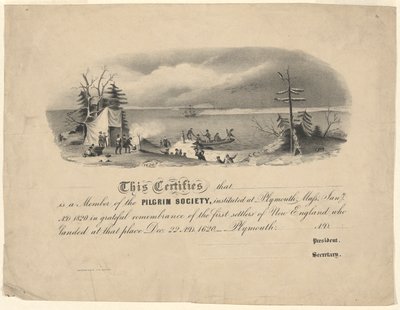 Pelgrim Society Certificaat door Unknown