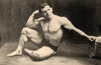 Portret van zwaargewicht worstelaar, Johann Lem, ca. 1910 door Unknown
