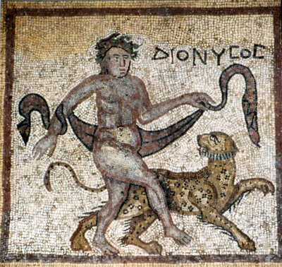 Romeins mozaïek, Dionysus met panter, ca. 4e eeuw door Unknown
