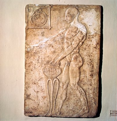 Romeins votief reliëf van atleet uit de Republikeinse periode, Rome, ca. 2e eeuw v.Chr. door Unknown