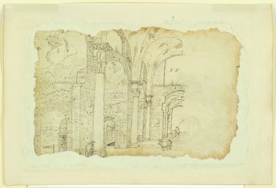 Ruïnes van de Thermen van Diocletianus (recto); Een ander zicht op hetzelfde onderwerp (verso) door Unknown