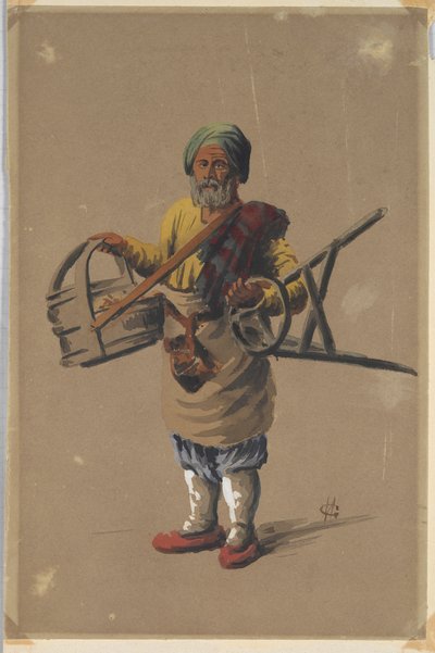 Russische (?) man met mand en kruk door Unknown
