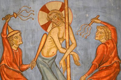 Saint-Pierre-le-Jeune Protestantse Kerk, Passie van Christus, De geseling van Christus, fresco, Straatsburg, Frankrijk door Unknown