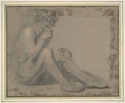 Zittende Mannelijke Naakt door Unknown