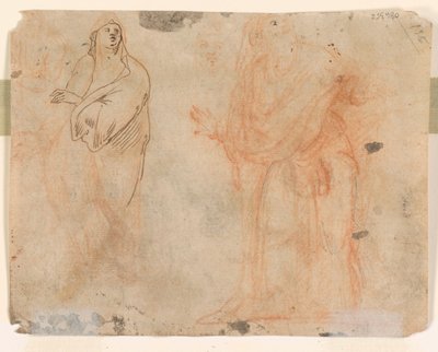 Studies van Vallende Figuren (recto); Studies van Figuren in Gedrapeerde Kleding (verso) door Unknown