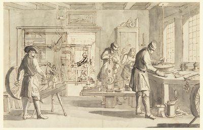 Het Interieur van een Textielfabriek door Unknown