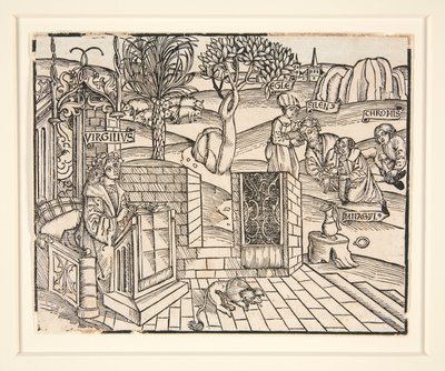 De herders Chromis en Mnasyle binden de slapende Silenus vast. 1502. Uit een geïllustreerde publicatie van Virgil door Unknown