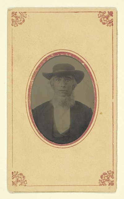 Zonder titel (Portret van een bebaarde man met hoed) door Unknown