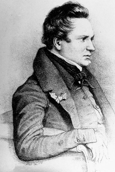 Victor Hugo (1802-1885) Franse schrijver, hier in 1832 (gravure door Georges Frey naar Leon Noel) door Unknown