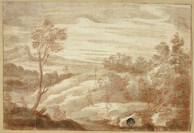 Boslandschap met figuren door Unknown