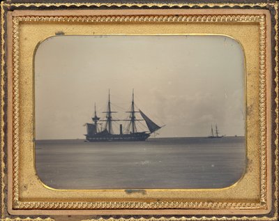 H.M.S. Dauntless voor Anker in Carlisle Bay, Barbados door Unknown 19th Century