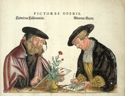 2 kunstenaars die het boek illustreerden, Albert Meyer en Veit Rudolph Speckle, 