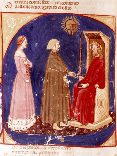 Tweede hemel: Dante en Beatrice ontmoeten de Romeinse keizer Justinianus door Unknown artist