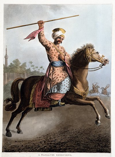 Een Mameluk op zijn paard - in "Gezichten in Egypte, Palestina en andere delen van het Ottomaanse Rijk" door Unknown artist