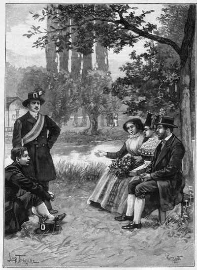 Een zondag bij de Wenden - gravure 1897 - Wenden door Unknown artist