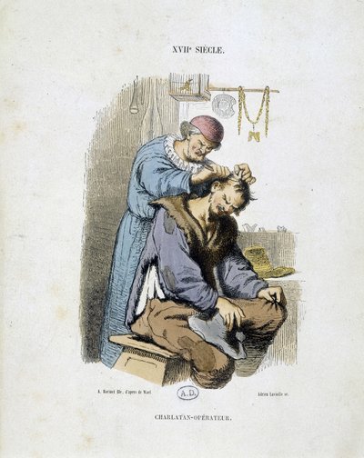 Een kwakzalver - uit een 17e-eeuwse gravure door Unknown artist