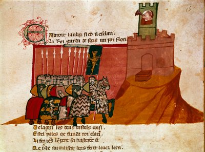 Een groep Franse ridders arriveert in een kasteel door Unknown artist
