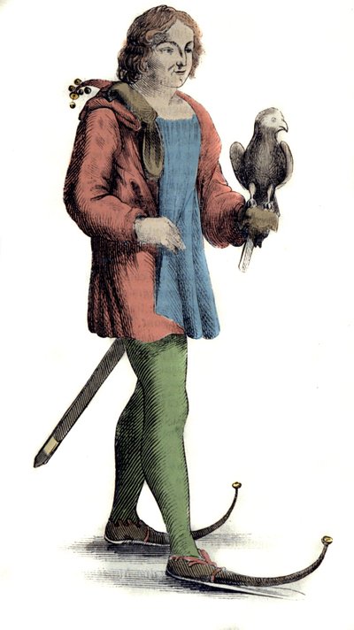 Een man van middelbare leeftijd die schoenen draagt aan het veulen door Unknown artist