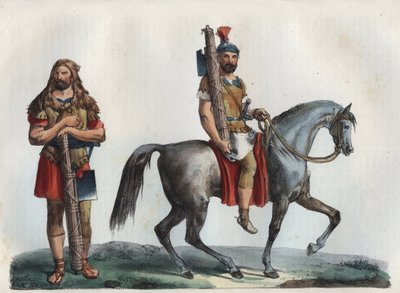 Een militaire lictor en een militaire lictor van de cavalerie - gravure uit 