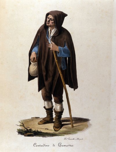 Een boer uit de regio Camastra in Sicilië. door Unknown artist