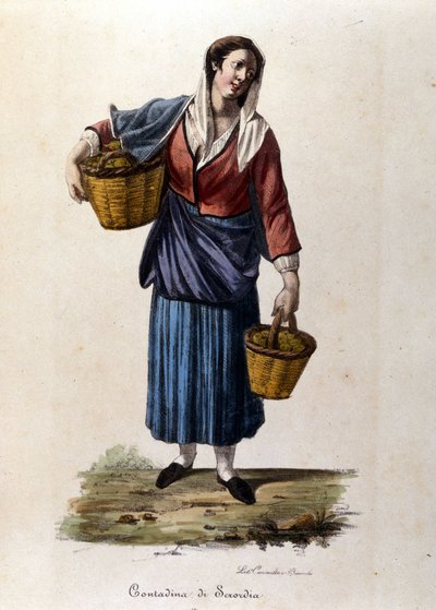 Een boer uit de stad Scordia in Sicilië Gravure uit de 19e eeuw door Unknown artist