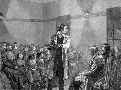 Een shaker of Quaker in de Verenigde Staten leest een tekst door Unknown artist