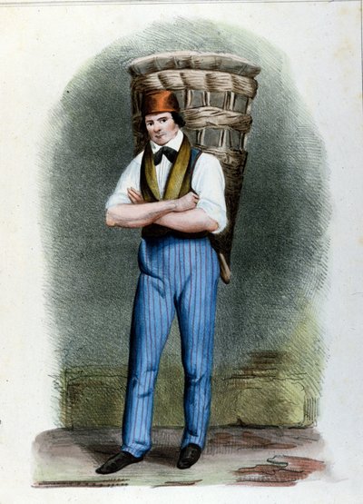 Een broodverkoper. Milaanse gravure rond 1820. door Unknown artist