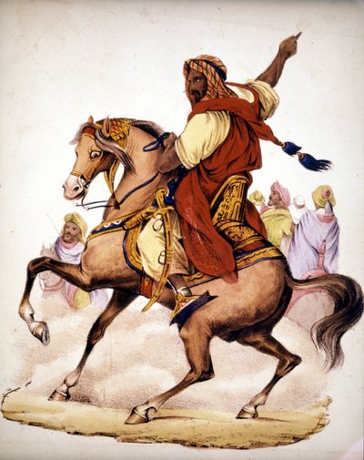 Abd El Kader (Abd El-Kader) (1807 - 1883), Arabische emir van Algerije. 19e-eeuwse lithografie door Unknown artist