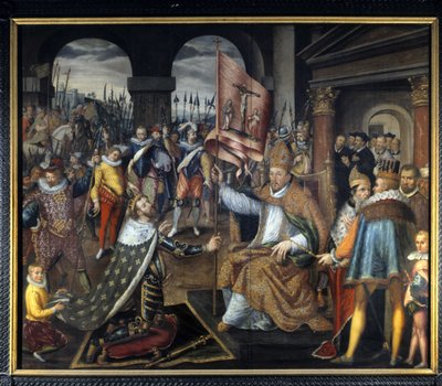 Afzwering van Hendrik IV (1553 - 1610) in 1572 - anoniem schilderij van de 16e eeuw, Kathedraal van Doornik door Unknown artist