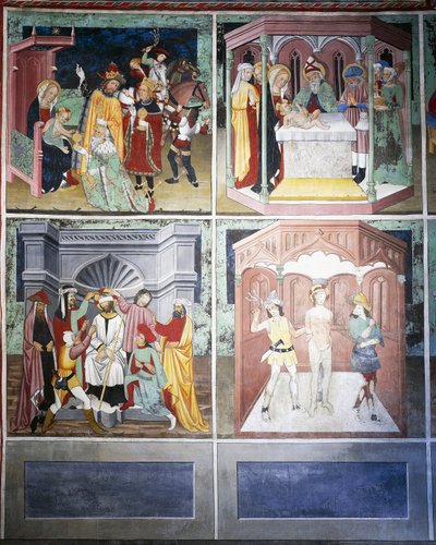 Aanbidding der wijzen, besnijdenis, bespotting, geseling, Leven van Christus (15e eeuw) door Unknown artist