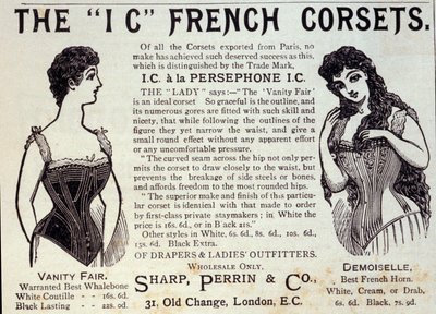 Reclame voor Franse korsetten. 1888 door Unknown artist