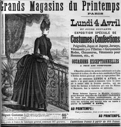 Reclame voor de warenhuizen van Printemps in Parijs, in le Monde Illustré 1887. door Unknown artist