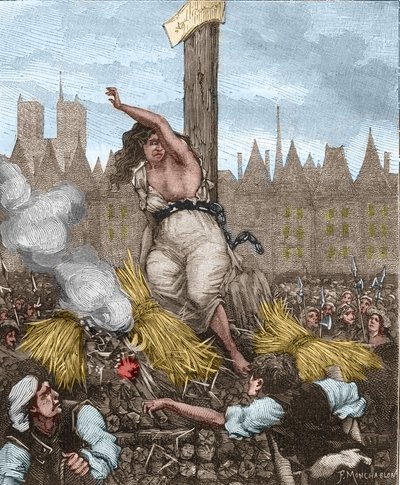 Affaire des Poisons: Catherine Deshayes, vrouw Monvoisin en bijgenaamd La Voisin (1640-1680) werd op de slachtbank gezet, zittend en gebonden met ijzer; ze vloekte en weerde het stro af - in 