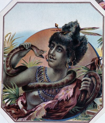 Afrikaanse zwarte vrouw en slang door Unknown artist