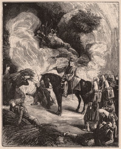 Afrikaanse troepen verstikken Algerijnen in een grot, tijdens de verovering van het gebied van Regence Algiers in 1844-45 door Unknown